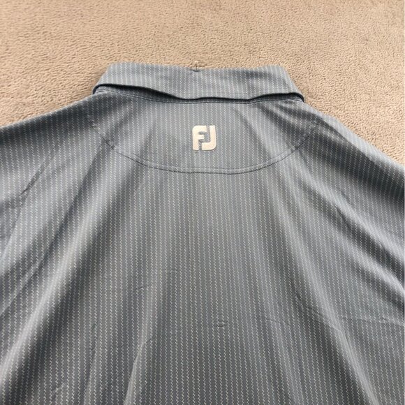 FootJoy Mens Performance Polo Shirt Size 2XL Blue Zigzag Short Sleeve Golf - Picture 9 of 12